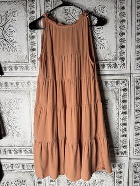 Mable Women’s Tiered Sleeveless Dress in Dusty Peach